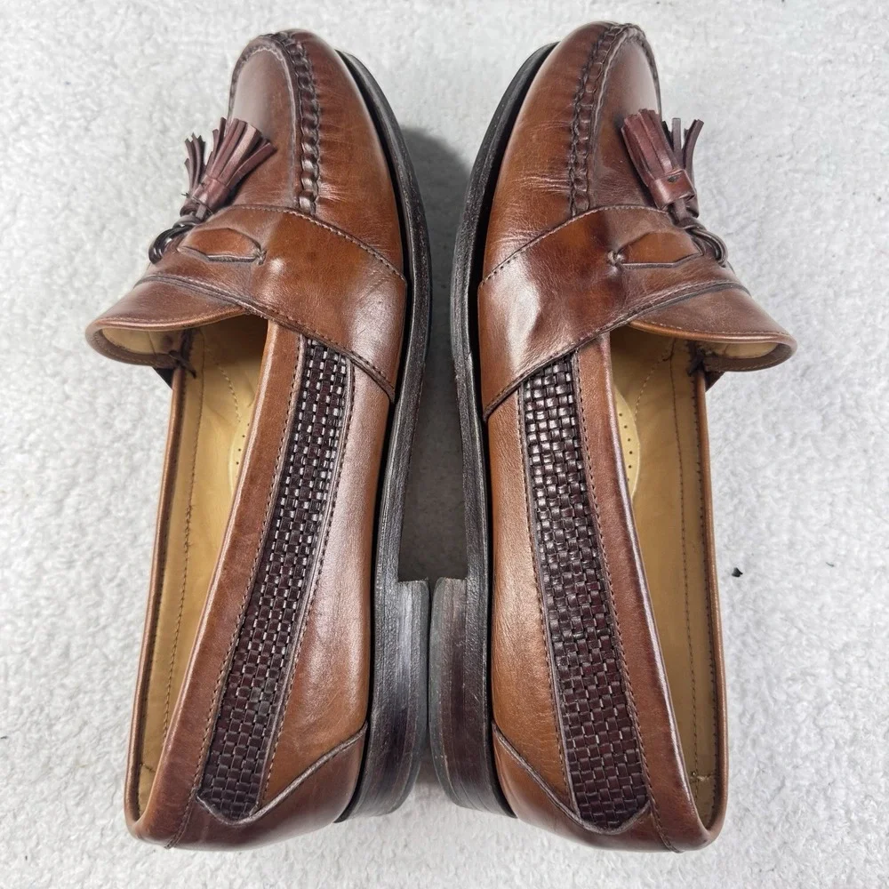 Allen Edmonds Bennington‎ Mens Size 9 EEE Brown Tassel Woven Leather Loafers